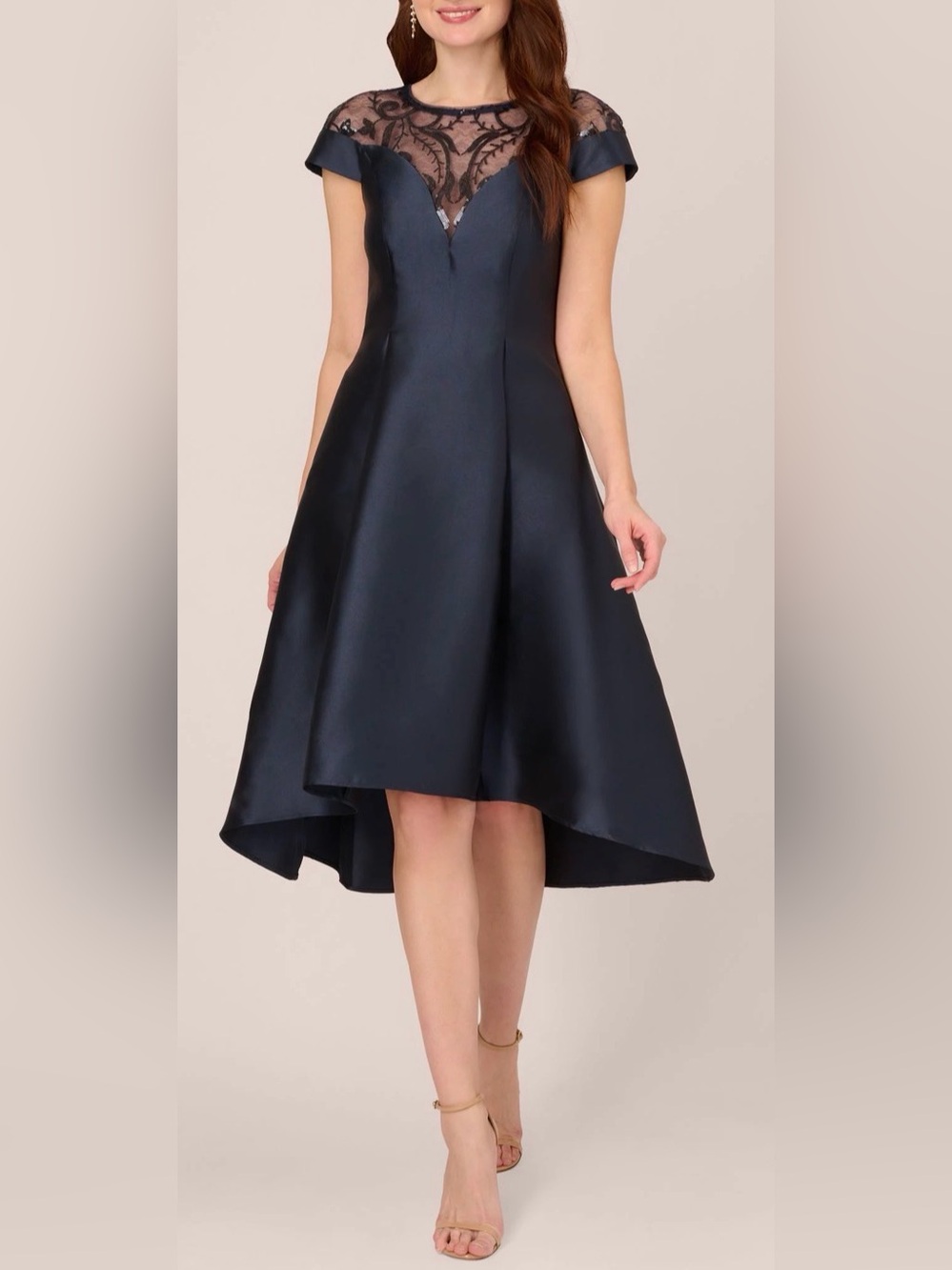 NWT Adrianna Papell Navy High-Low A-Line Skirt